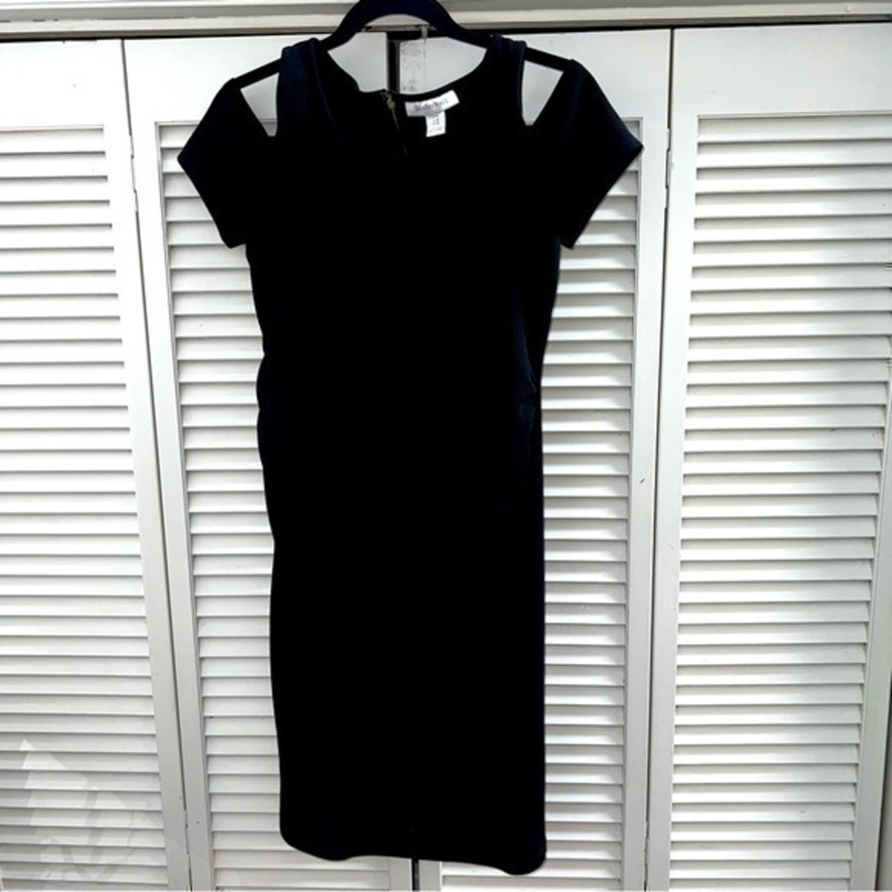 Maternity LBD Size Medium Black Dress with Gold Zipper in Back